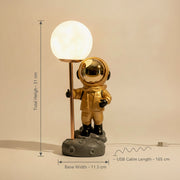 Astronaut Moon LED Table Lamp with Warm Light – USB Powered (31 cm)