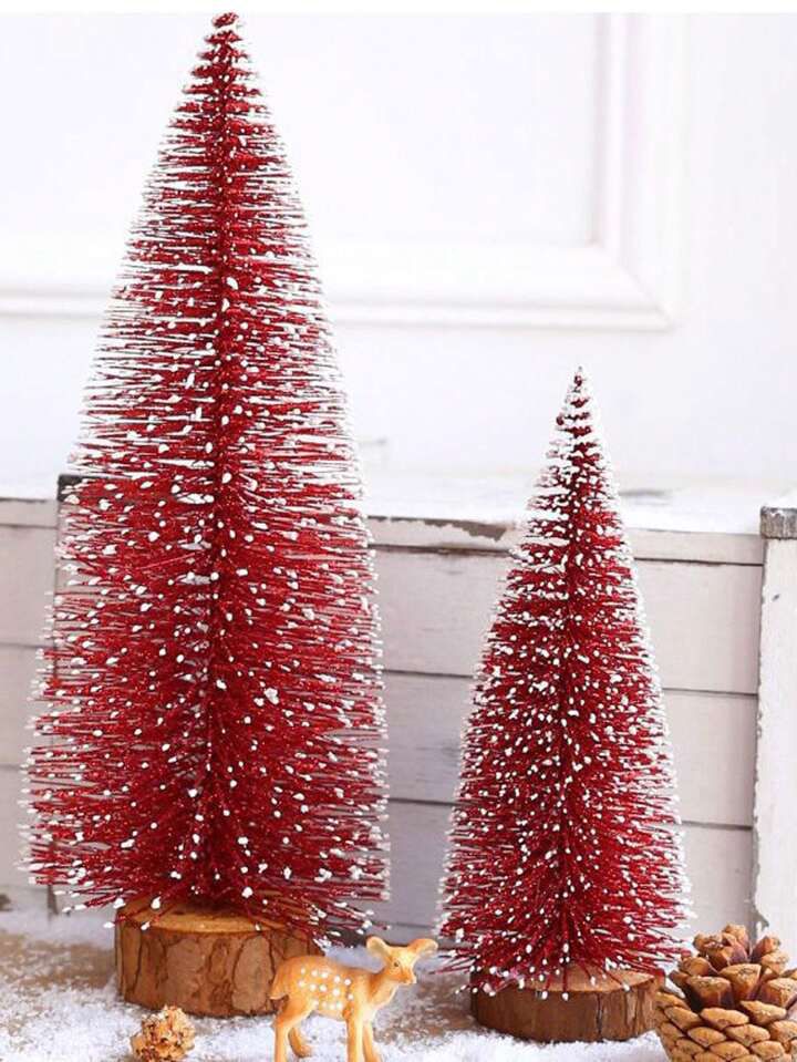 Red sparkling christmas tree (set of 2)