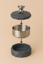 Stainless Steel & Plastic Base Portable Ashtray Spinning Lid Modern Tabletop Ashtray
