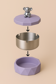 Stainless Steel & Plastic Base Portable Ashtray Spinning Lid Modern Tabletop Ashtray
