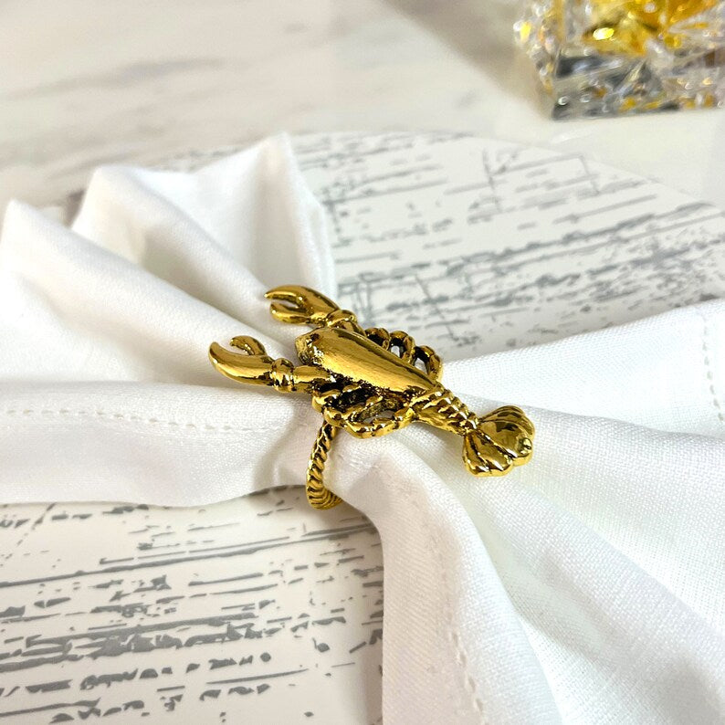 Beach Sea Life Gold Napkin Rings (set of 4