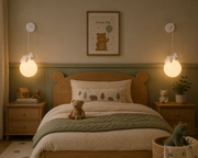 Coral Tree Sleeping Bear Moon Hanging Light for Kids Room | Decorative Wall Hanging Lamp | Warm Ambient Light
