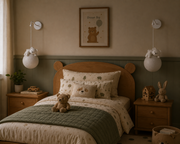 Coral Tree Sleeping Bear Moon Hanging Light for Kids Room | Decorative Wall Hanging Lamp | Warm Ambient Light