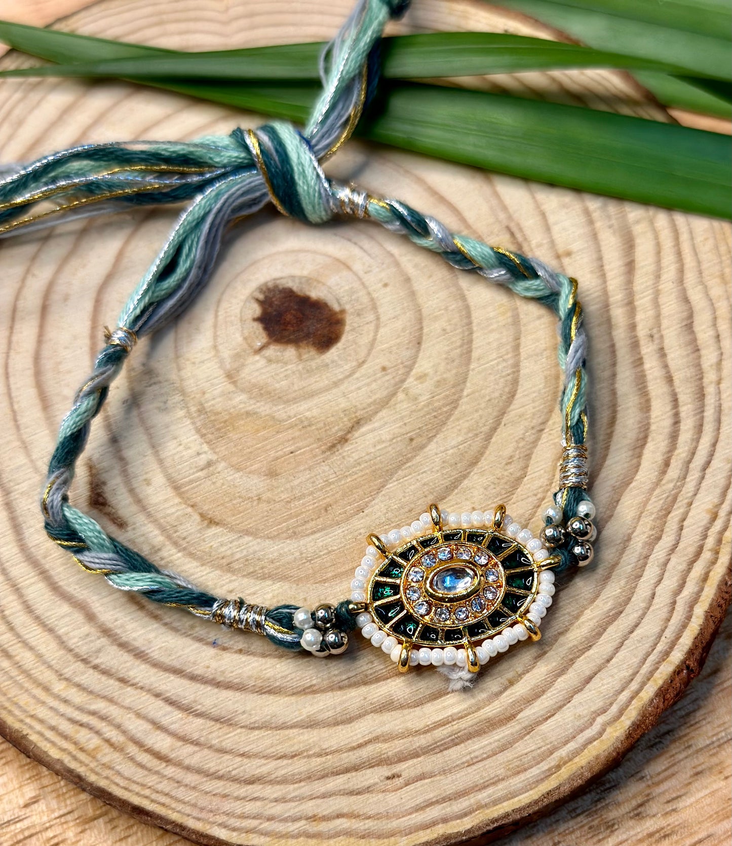 Peacock fusion lumba ( neckpiece) and rakhi set