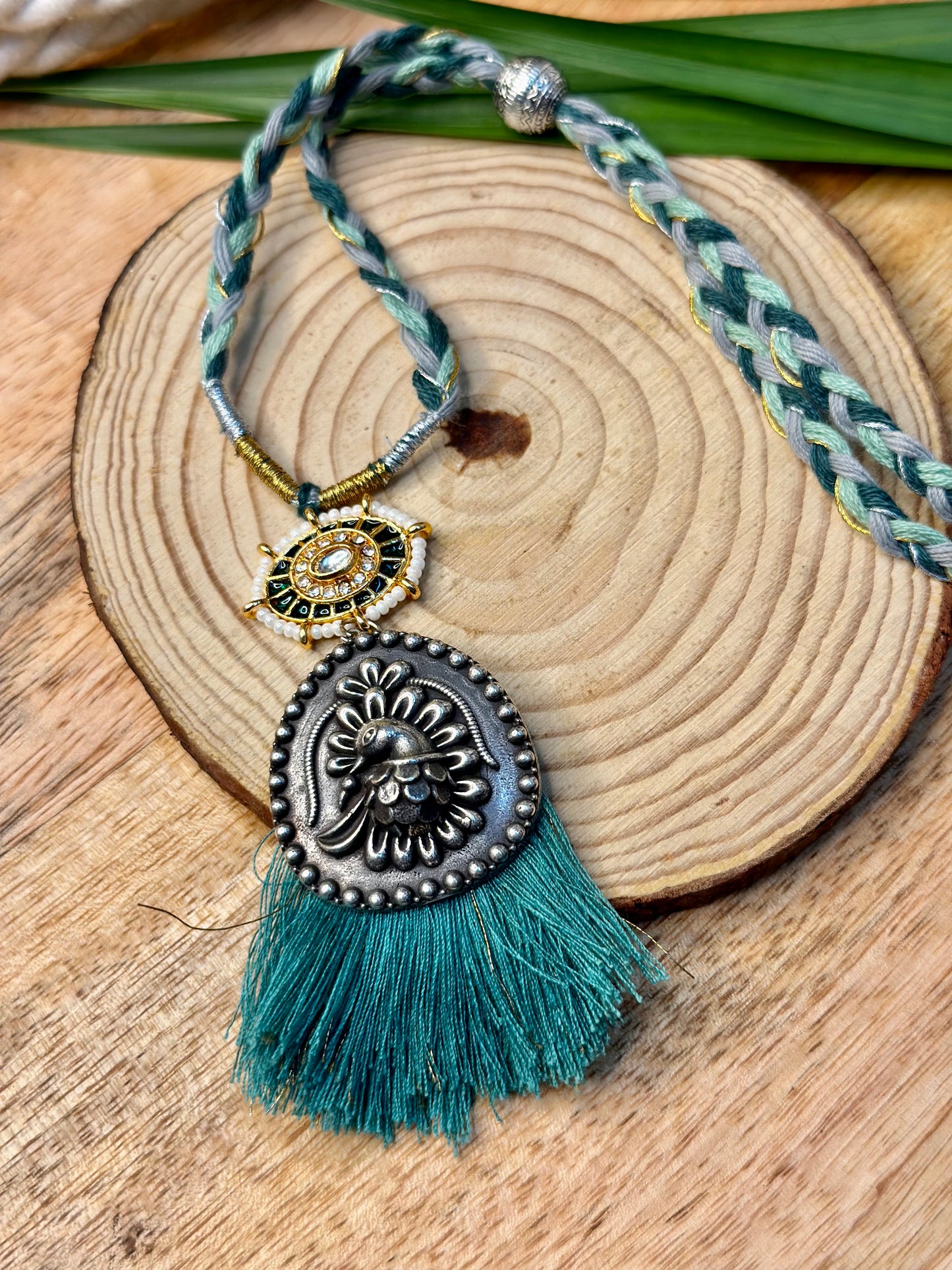 Peacock fusion lumba ( neckpiece) and rakhi set