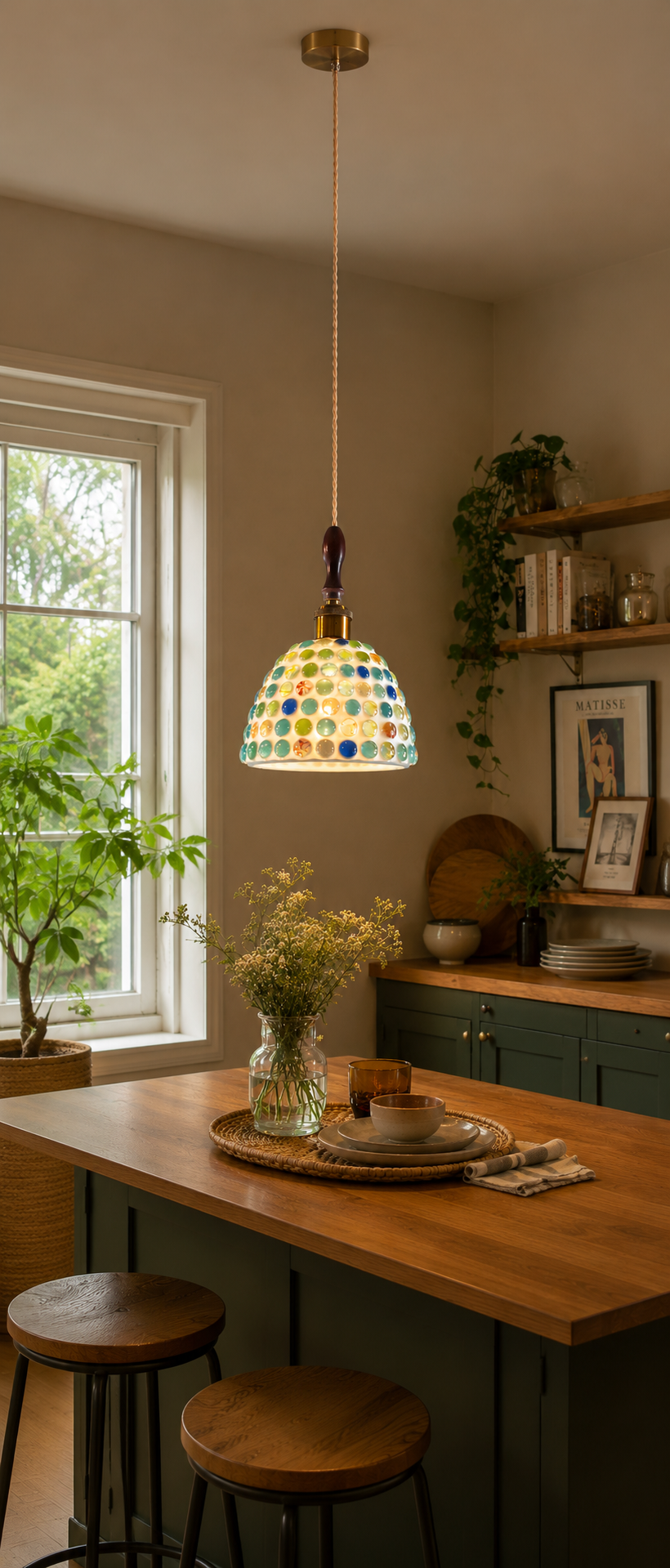 Handcrafted Pebble Resin Pendant Light with Adjustable Hanging Wire | Multicolor Decorative Hanging Lamp with E-27 Holder | Modern Ambient Ceiling Light for Dining Room, Kitchen & Café