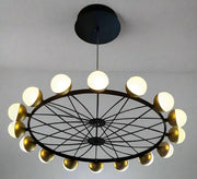 Modern Gold with Black metal 16 Led Chandelier- Round