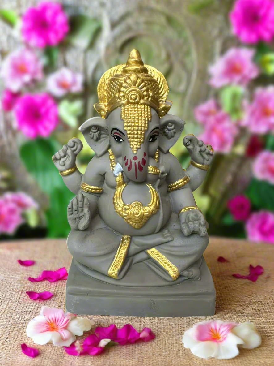 ECO Friendly Plain Ganesh ji with Water Soluble Idol 6 inch Ganesh ji