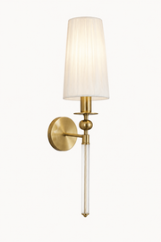 Modern Gold Finish Wall Light with Fabric Shade & Acrylic Body | E-27 Holder Decorative Bedside Wall Lamp | 60 CM Height