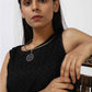 REVERSIBLE METAL BAND ROUND NECKLACE WITH WHITE ITALIAN MOTIVE