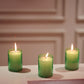 Green Crackle Glass Candle Set of 3