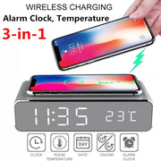 Wireless Charging Digital Alarm Clock with Digital Thermometer