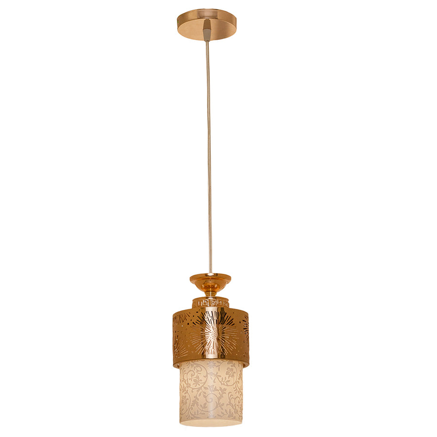 Antique Metal Glass Metal Pendant Light