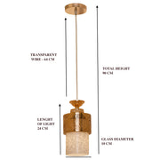 Antique Metal Glass Metal Pendant Light