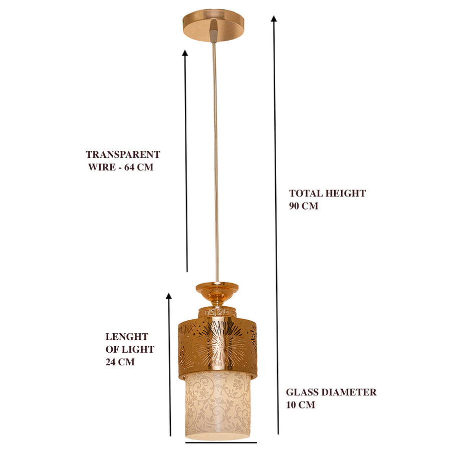 Antique Metal Glass Metal Pendant Light