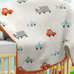 Car Stroll - Ivory, Bright Orange & Light Grey Melange Color Cotton Knitted Throw / AC Blanket for Kids / Teens for use in all Seasons - Coral Tree 