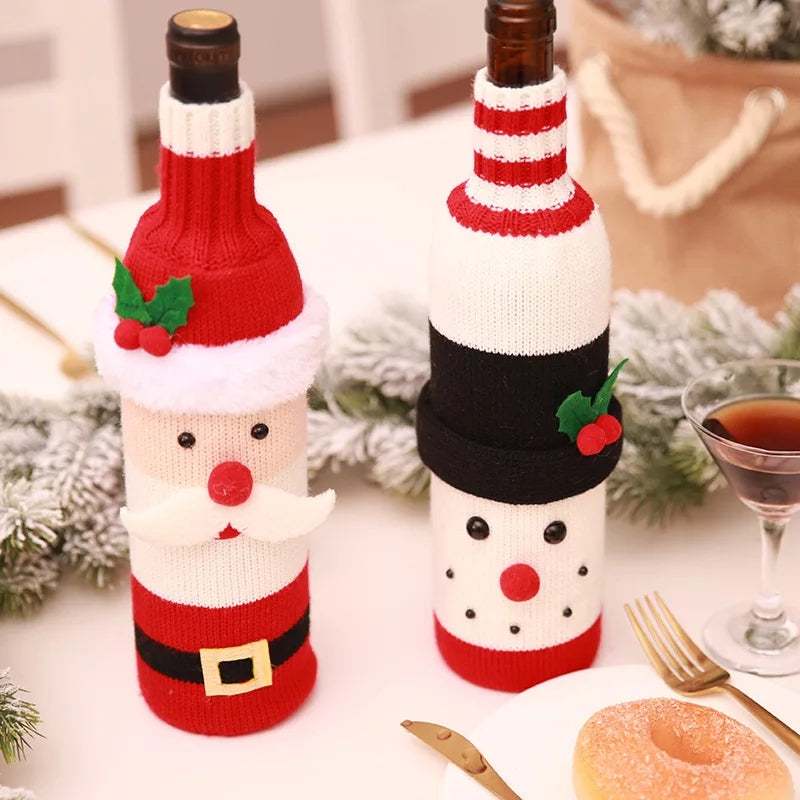Christmas Knit Wine Bottle Cover - Set Of 2