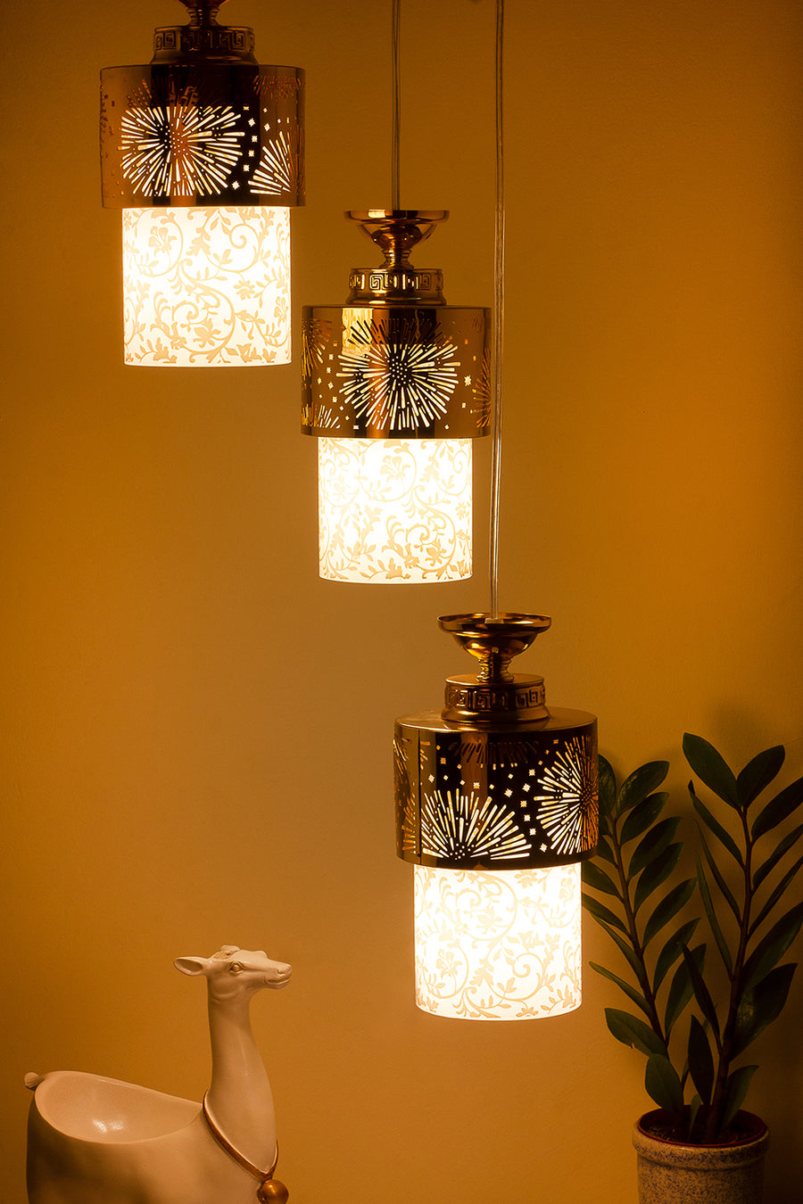 Double Light Antique Brass Finish Wall Light