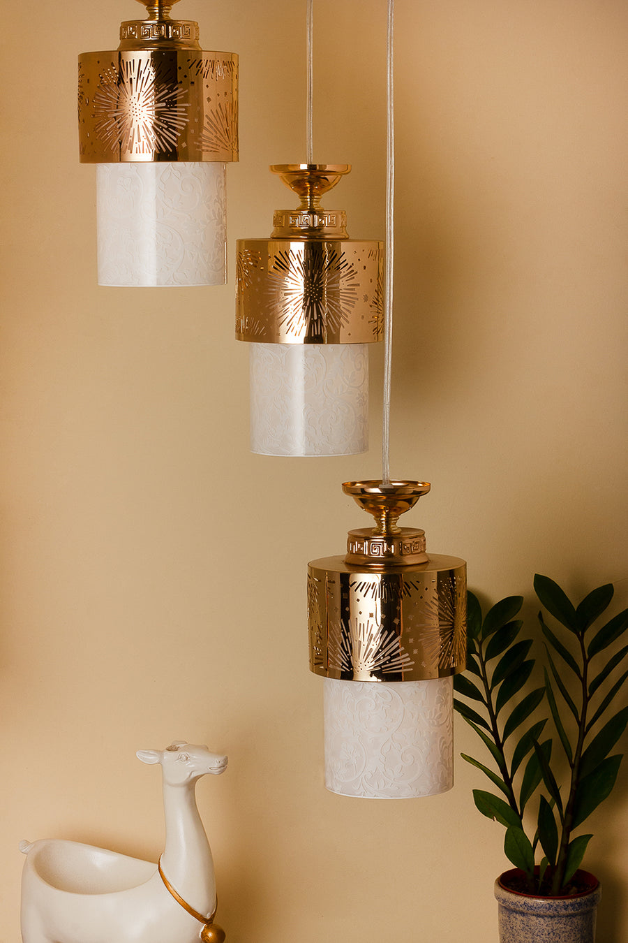 Double Light Antique Brass Finish Wall Light
