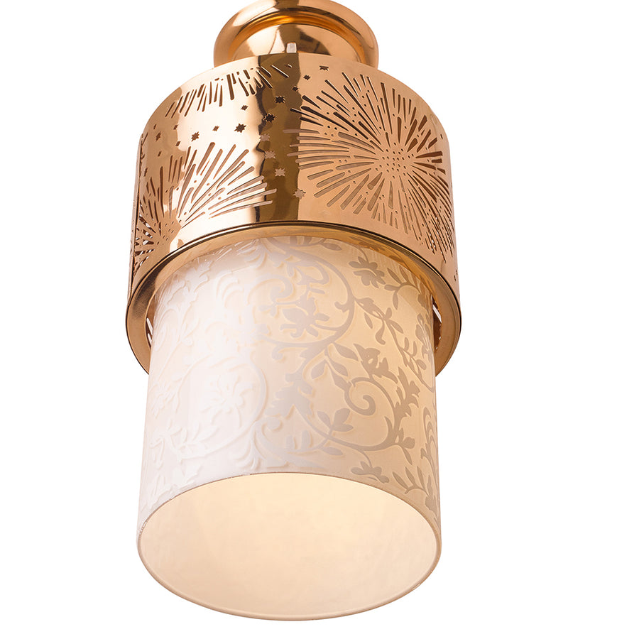Antique Metal Glass Metal Pendant Light