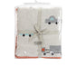 Car Stroll - Ivory, Bright Orange & Light Grey Melange Color Cotton Knitted Throw / AC Blanket for Kids / Teens for use in all Seasons - Coral Tree 