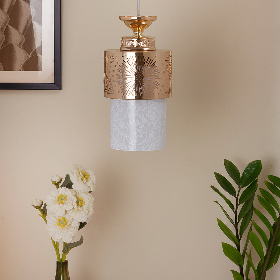 Antique Metal Glass Metal Pendant Light