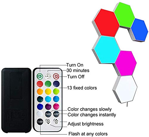 DUAL function -Touch and Remote control -Multicolor Hexagonal Wall Modular Touch Sensitive Lights  (Pack of 6) - Coral Tree 