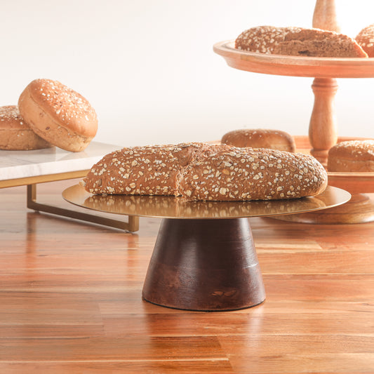 Cake Stand with Wooden Base