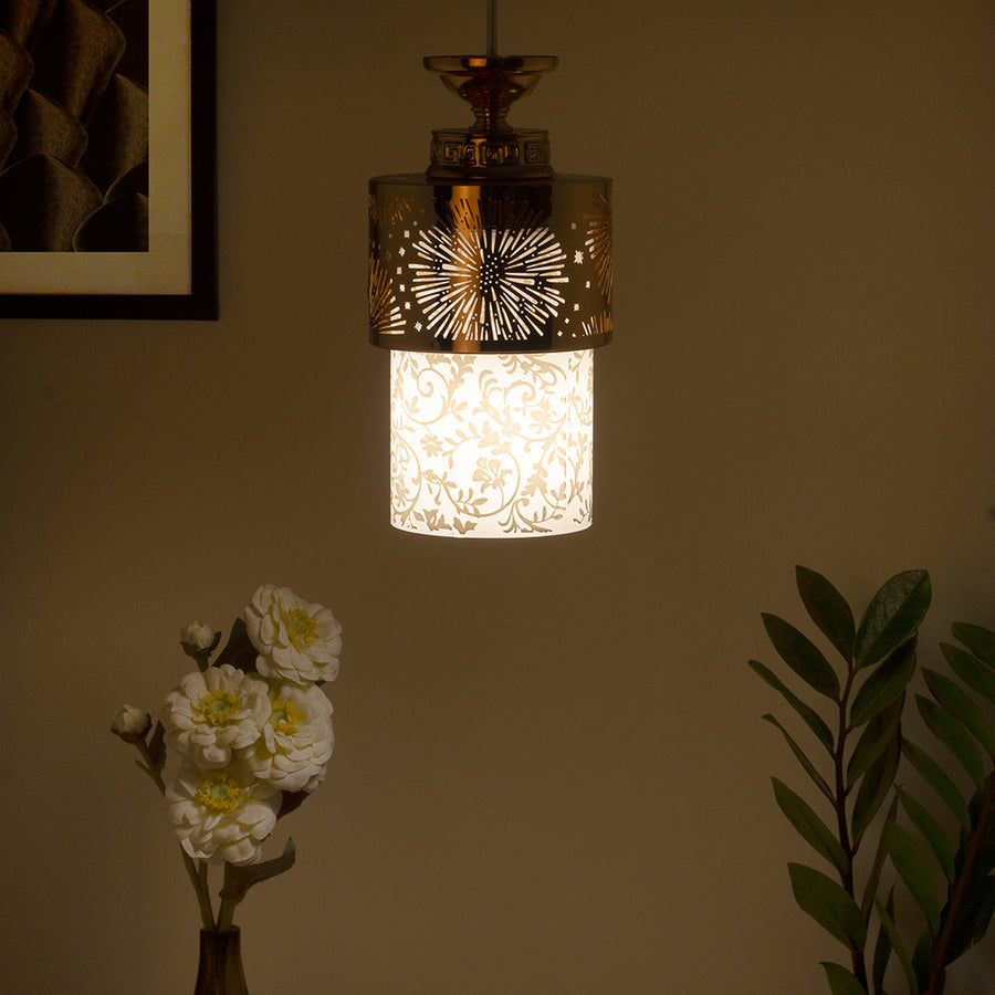 Antique Metal Glass Metal Pendant Light