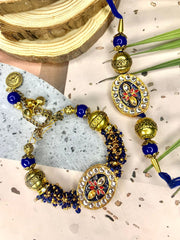 Blue Stone and Kundan Lumba Set