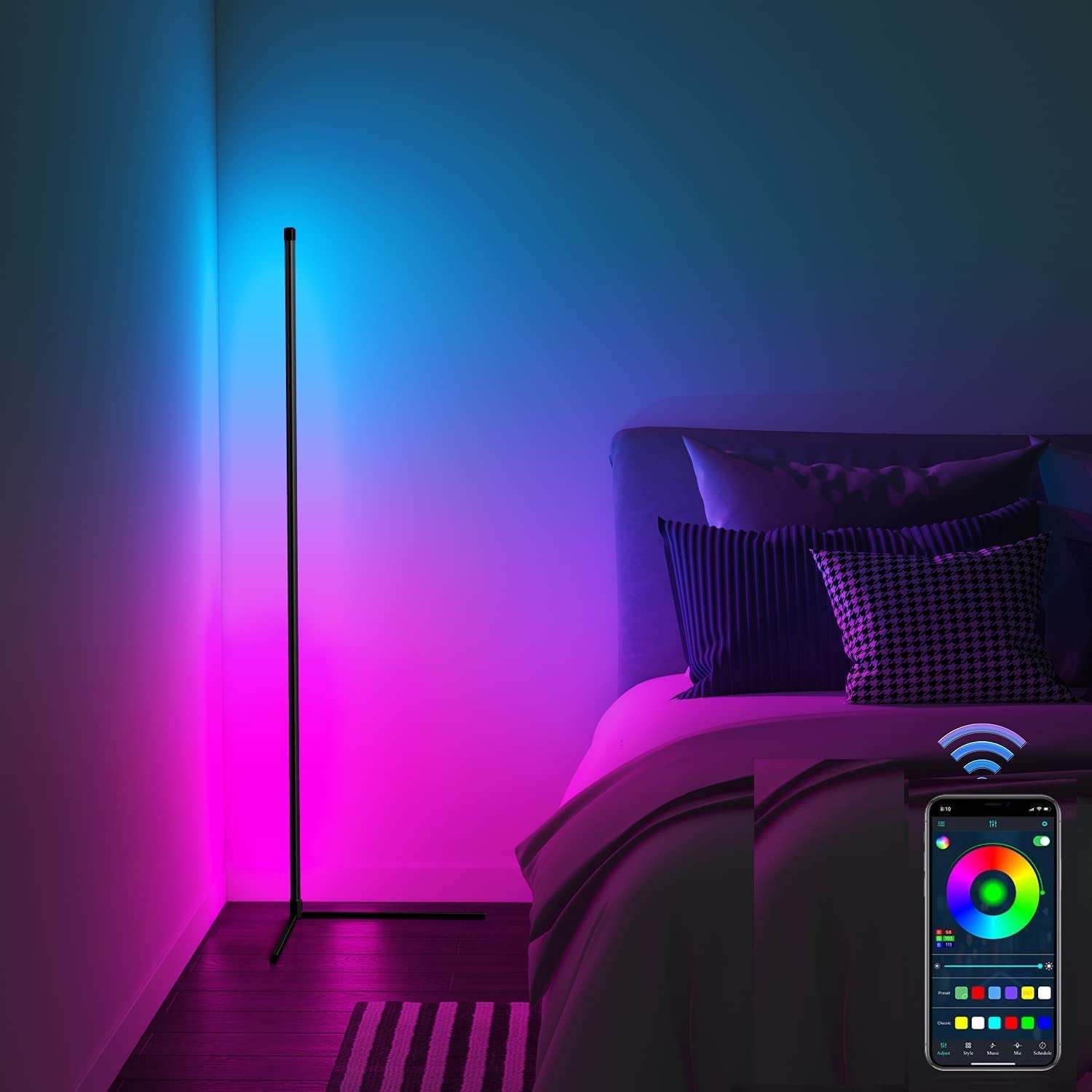 Corner Vertical Floor Lamps with App-Based Control System
