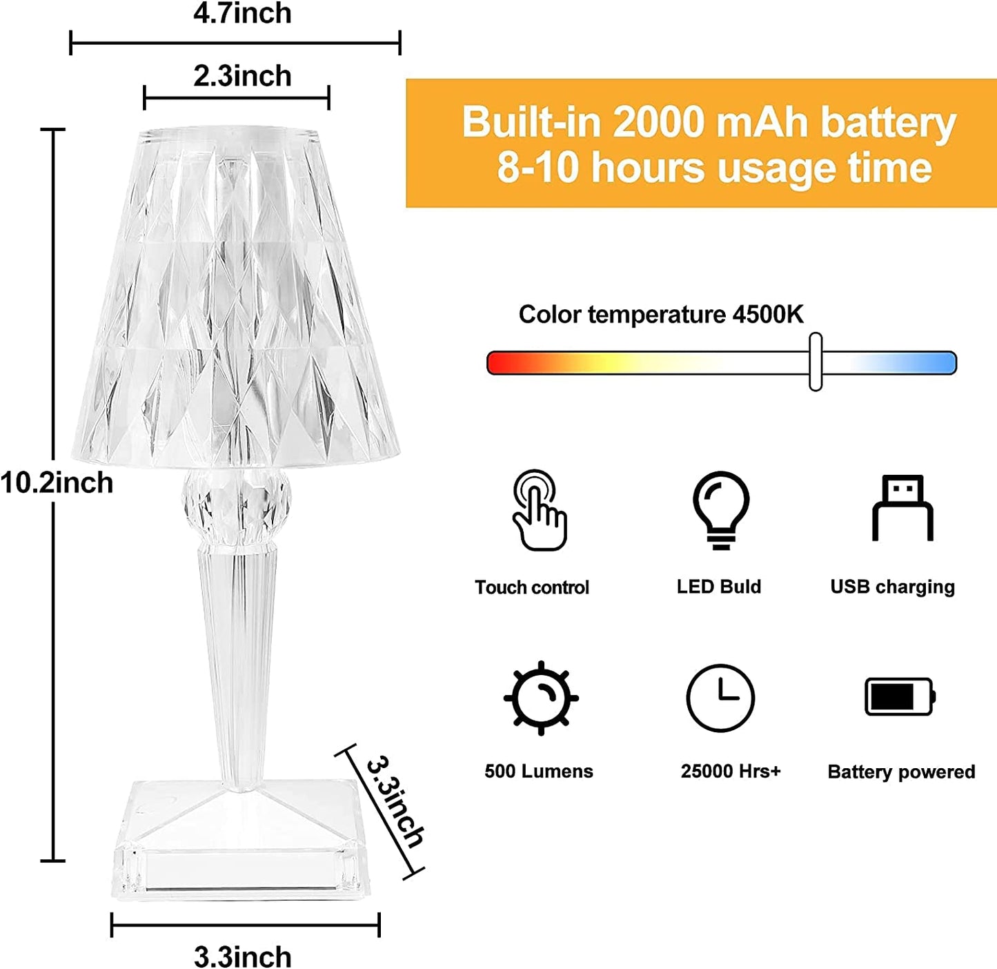 Crystal Touch Table Lamp LED Night Light