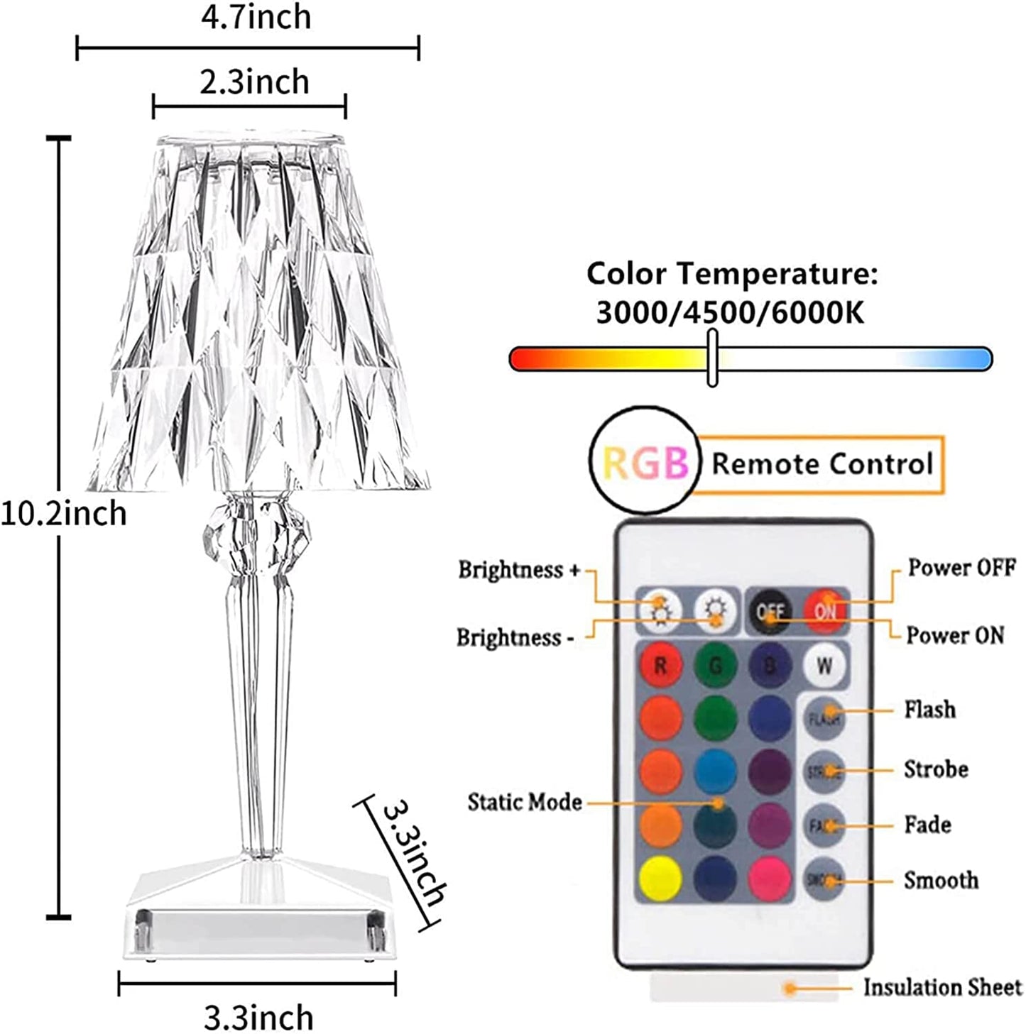 Crystal Touch Table Lamp LED Night Light