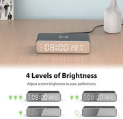 Wireless Charging Digital Alarm Clock with Digital Thermometer