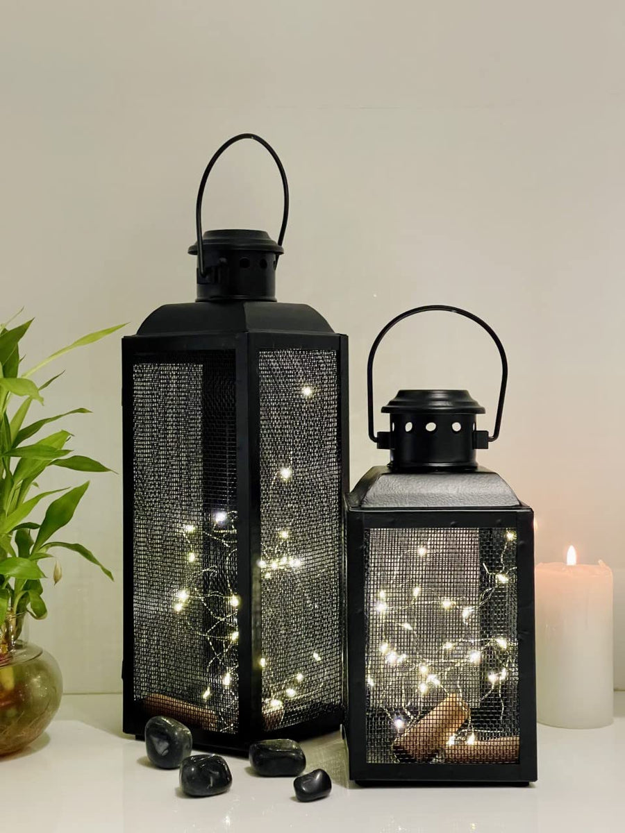 Iron Lanterns and Candle Tealight Holders (Set of 2)