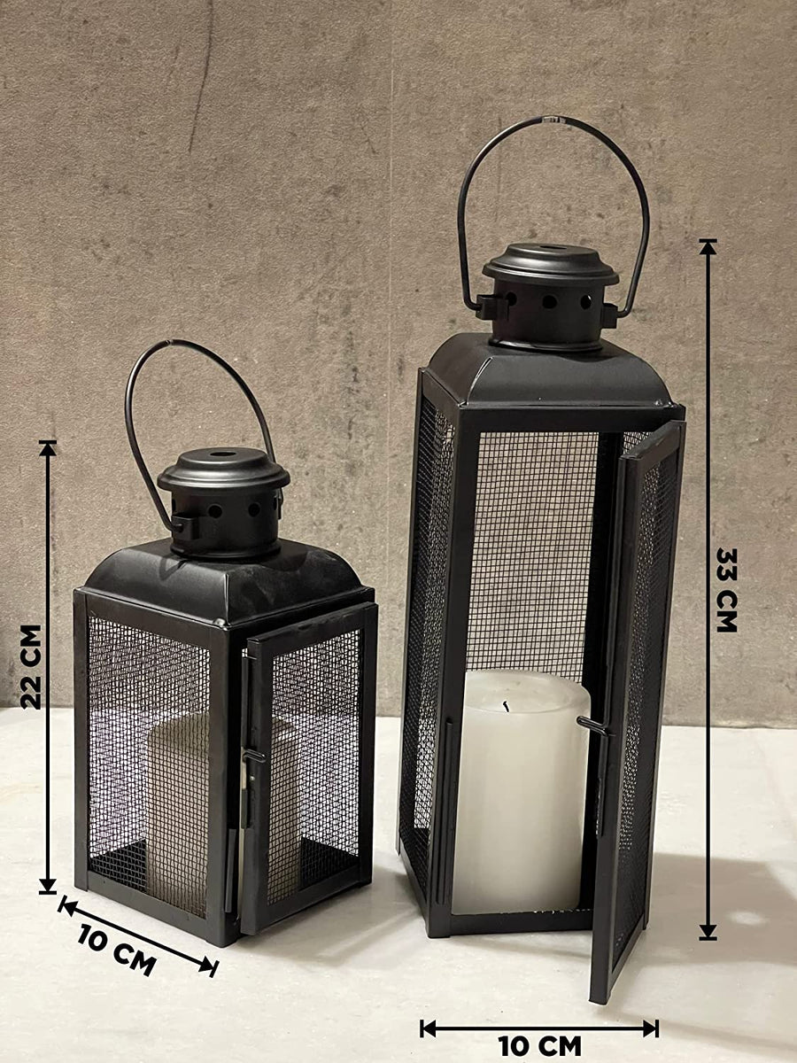Iron Lanterns and Candle Tealight Holders (Set of 2)