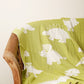 Stomping Lil Dinos - Med.Green & Ivory Cotton Knitted AC Blanket for Baby / Infant / New Born for use in all Seasons - Coral Tree 
