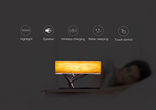 Modern LED Table Lamp Dimmable Bluetooth Speaker Phone Charger Wireless Desk Lamp - Coral Tree 