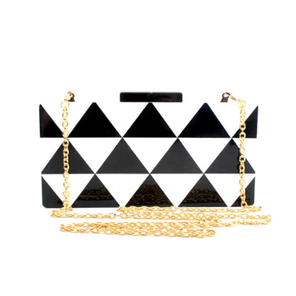 Coral Tree Black And White Triangle Shape Style Acrylic Clutch - Coral Tree 