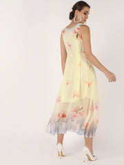 Lemon Color Quirky Style Tunic Summer Dress With Detachable Waist Belt - Coral Tree 