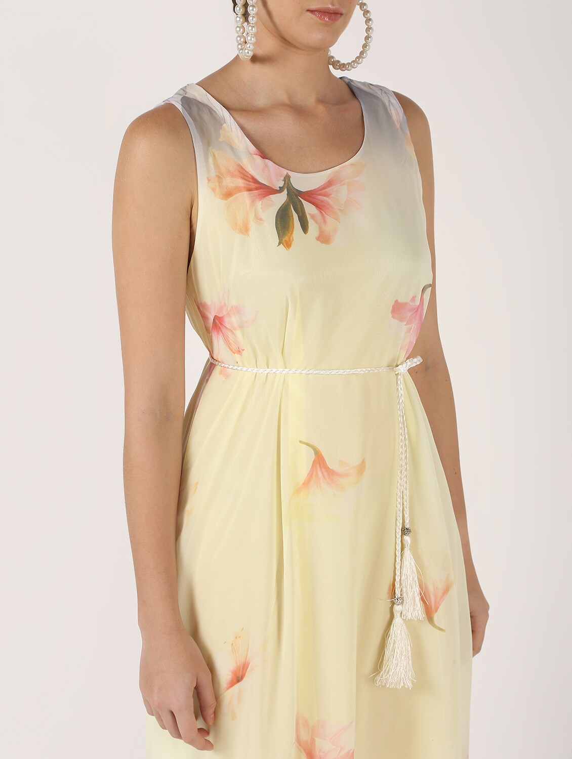 Lemon Color Quirky Style Tunic Summer Dress With Detachable Waist Belt - Coral Tree 