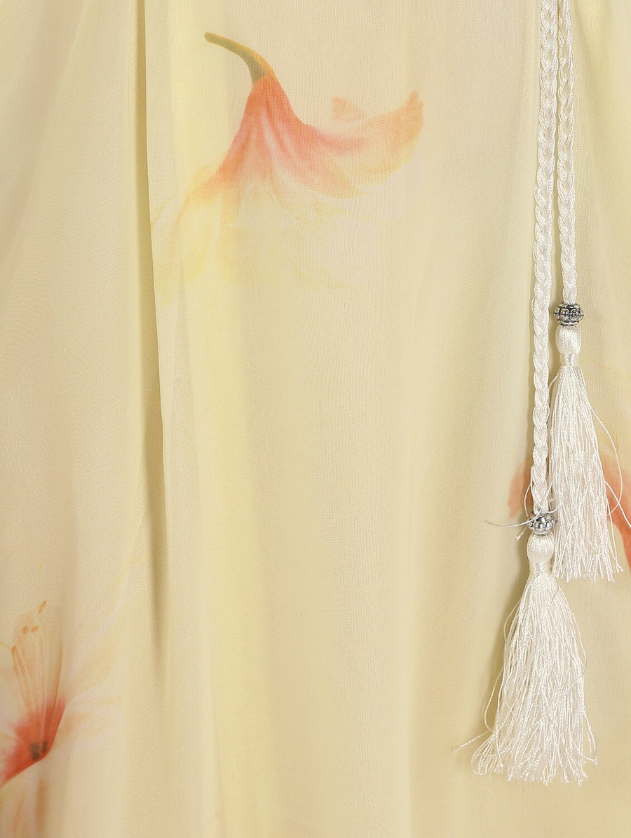 Lemon Color Quirky Style Tunic Summer Dress With Detachable Waist Belt - Coral Tree 