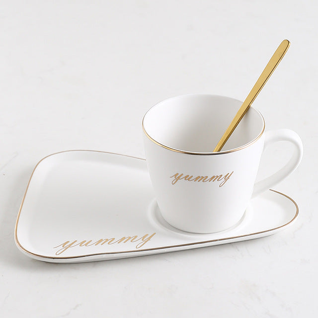 Ceramic Coffee Cup And Saucer Set Milk Tea Mugs - Coral Tree 
