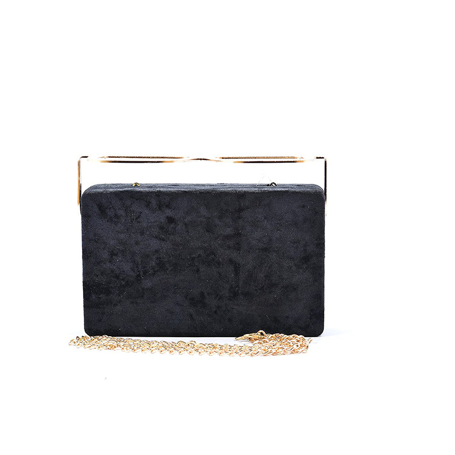 Coral Tree Designer Velvet Box Clutch Crossbody Sling Bag With Metal Specks - Coral Tree 