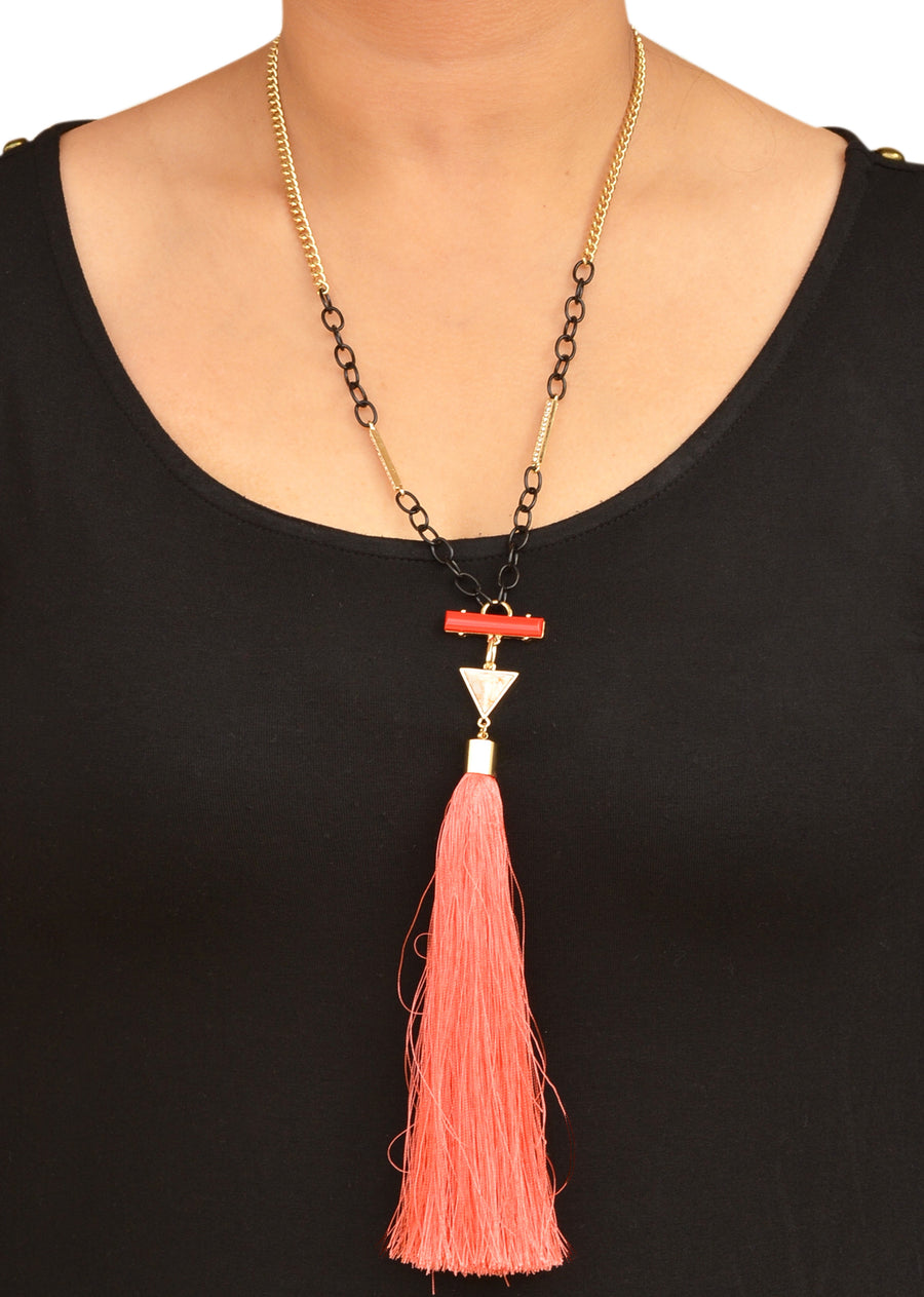 LONG PENDENT STYLE WITH PEACH TUSSEL JEWELERY - Coral Tree 