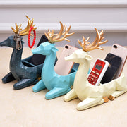 Creative Modern Resin Deer Figurine Animal Statue Ornaments Phone Remote Control Storage Organizer - Coral Tree 