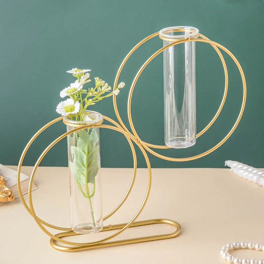 Round Metal Double Tube Vase