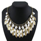 Golden Leaf Metal with Pearl Drop Necklace for Women - Coral Tree 