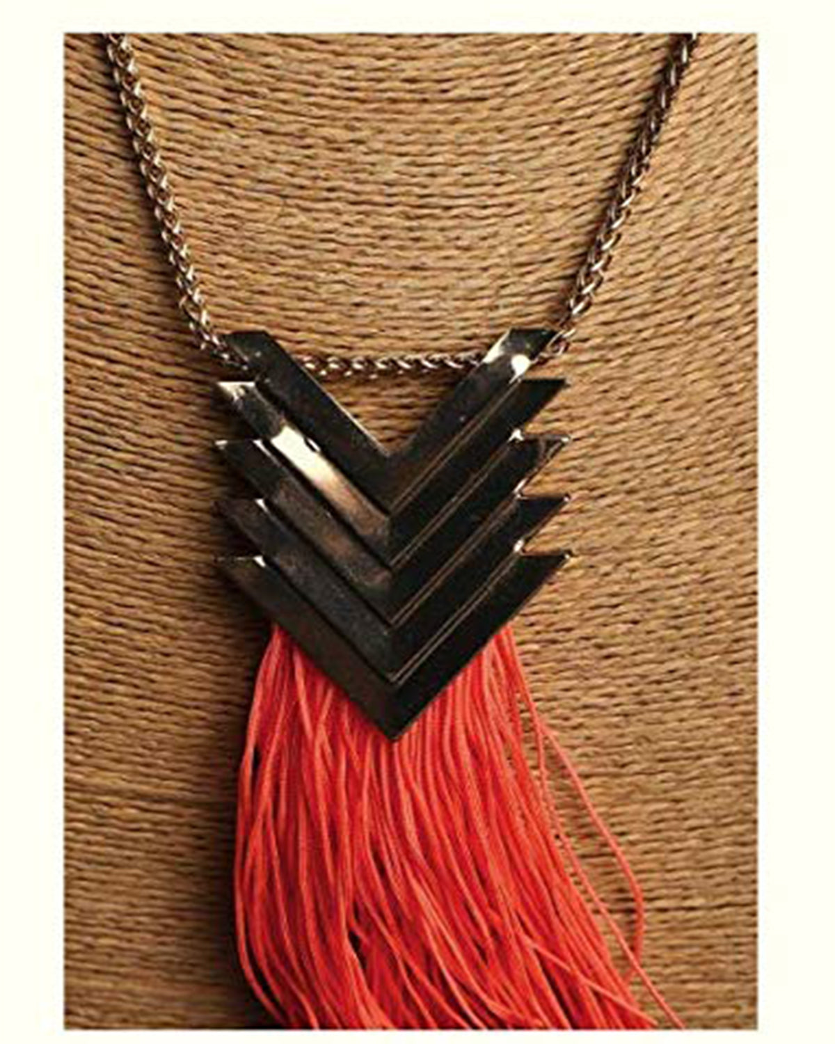 Grey Arrow Design Pendant Necklace with Hanging Tassels Jewellery for Women - Coral Tree 