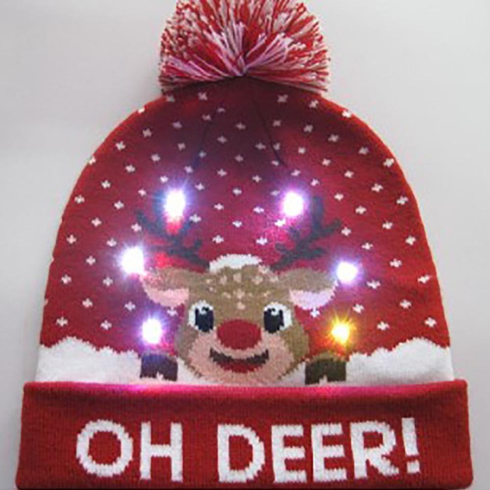 Woolen Christmas Multiple Switching Function LED Caps